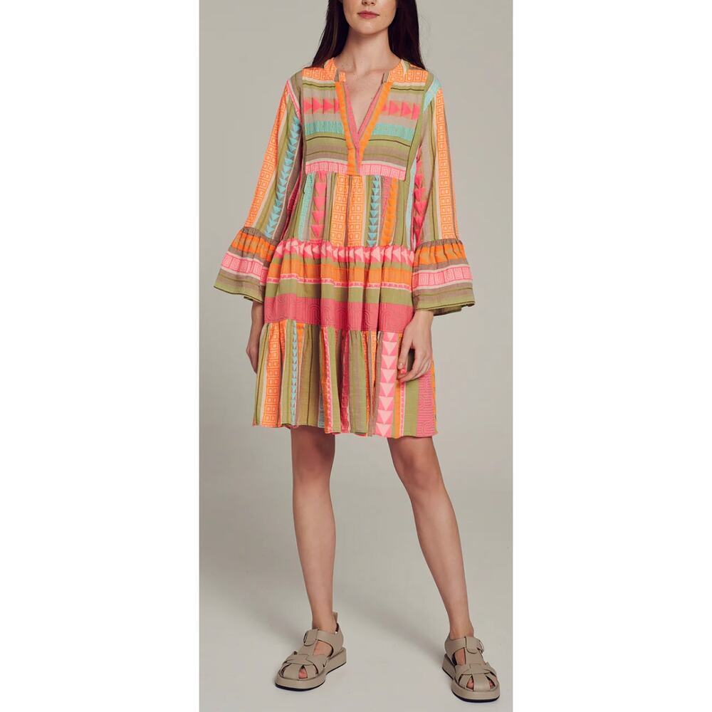 Devotion Twins Ella Short Mini Dress Multi Pink Orange Print Anthropologie XS